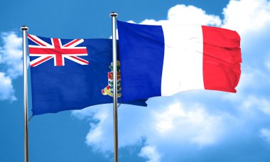 Fransa bayrağı, 3d render ile Cayman Adaları bayrağı