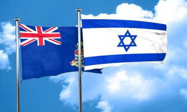 İsrail bayrağı, 3d render ile Cayman Adaları bayrağı