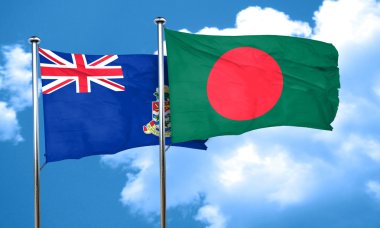 Bangladeş bayrağı, 3d render ile Cayman Adaları bayrağı