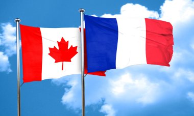 Fransa bayrağı, 3d render ile Kanada bayrağı
