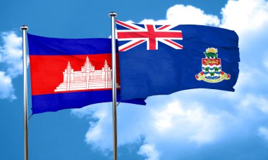 Kamboçya bayrağı ile Cayman Adaları bayrağı, 3d render