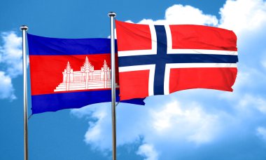 Kamboçya bayrağı Norveç bayrağı, 3d render ile