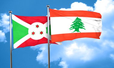 Lübnan bayrağı, 3d render ile Burundi bayrağı