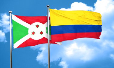Burundi bayrağı Kolombiya bayrak, 3d render ile