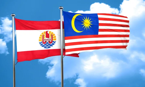 Bandeira da polinésia francesa com bandeira da Malásia, renderização 3D — Fotografia de Stock