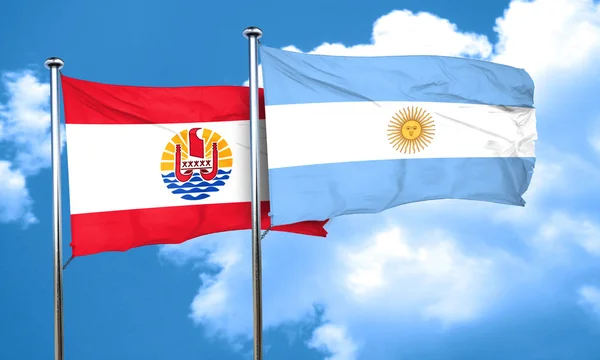 Bandeira da polinésia francesa com bandeira argentina, renderização 3D — Fotografia de Stock