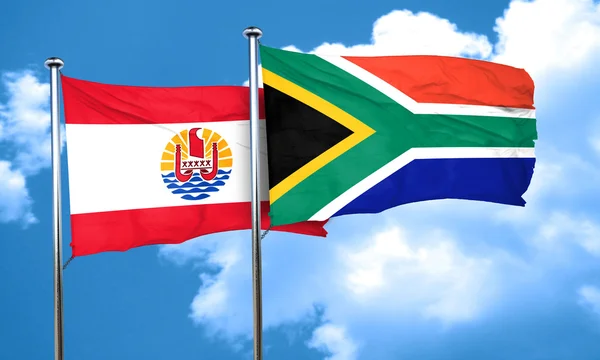 De vlag van Frans-Polynesië vlag met Zuid-Afrika, 3D-rendering — Stockfoto