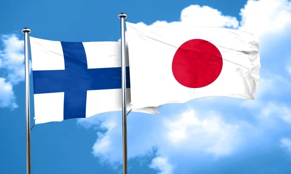 Drapeau finland avec drapeau japonais, rendu 3D — Photo