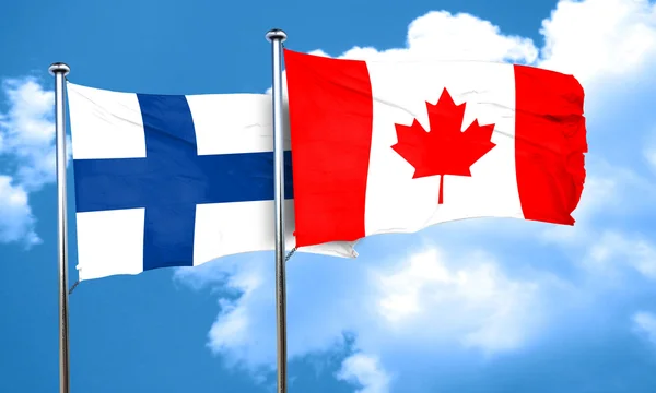 Bandiera finlandese con bandiera canadese, rendering 3D — Foto Stock