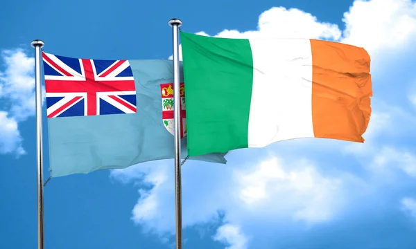 Fidschi-Flagge mit irischer Flagge, 3D-Darstellung — Stockfoto
