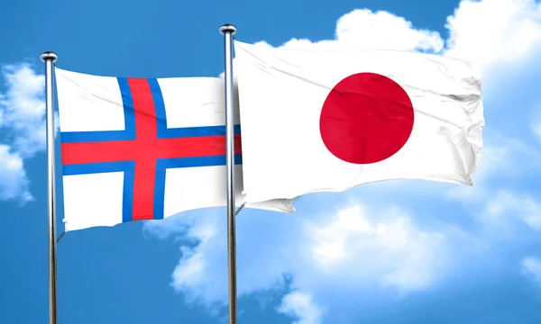 Drapeau des îles faroe avec drapeau du Japon, rendu 3D — Photo