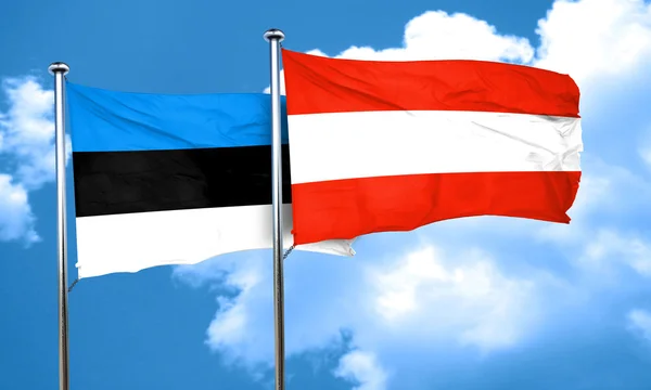 Vlajka vlajka Estonska s Rakouskem, 3d vykreslování — Stock fotografie