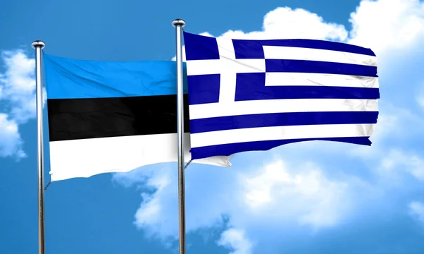 Estonia flag with Greece flag, 3D rendering — Stock Photo, Image