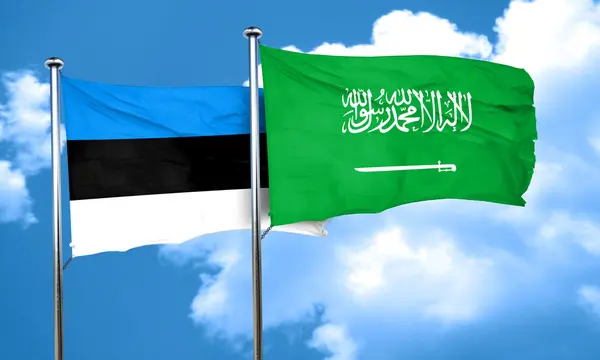 Estonsko vlajka Saúdské Arábie vlajka, 3d vykreslování — Stock fotografie