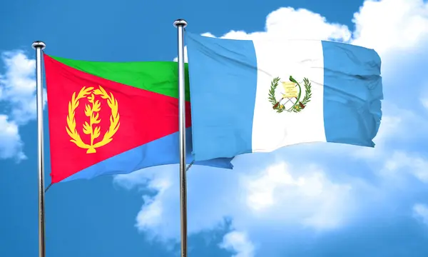 Eritrea zászló Guatemala zászló, 3d-leképezés — Stock Fotó