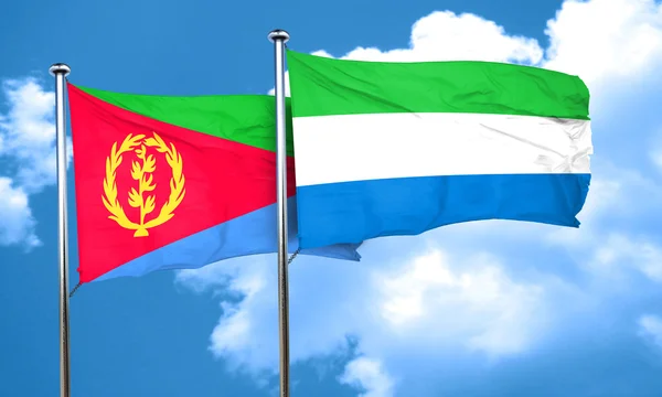 Eritrea zászló Sierra Leone zászló, 3d-leképezés — Stock Fotó