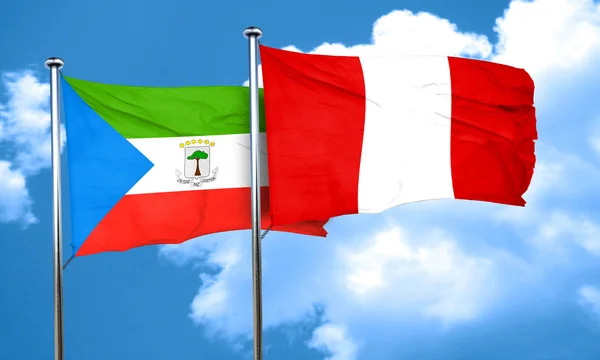 Bandera de Guinea Ecuatorial con Bandera de Perú, representación 3D — Foto de Stock