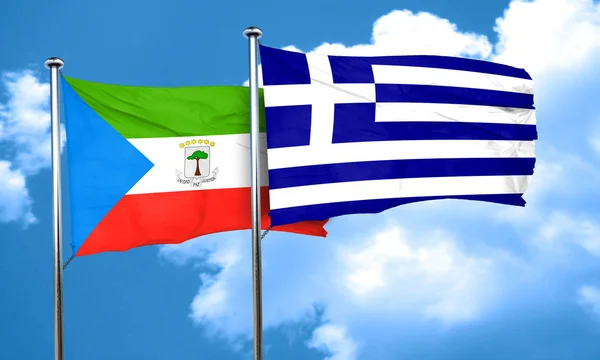 Σημαία της Ισημερινής Γουινέας με Ελλάδα σημαία, 3d rendering — Φωτογραφία Αρχείου