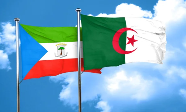 Bandera de Guinea Ecuatorial con Bandera de Argelia, representación 3D — Foto de Stock