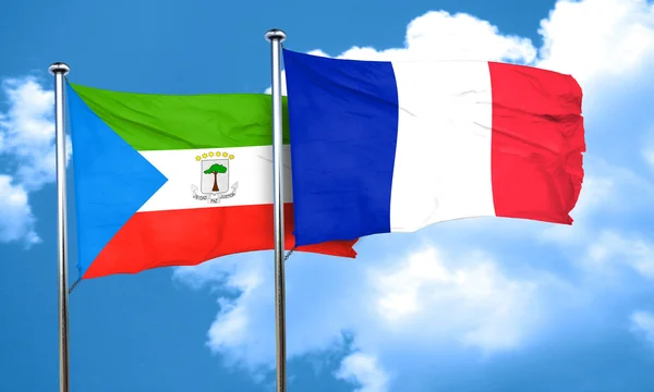 Fransa bayrağı, 3d render ile Ekvator Ginesi bayrak — Stok fotoğraf