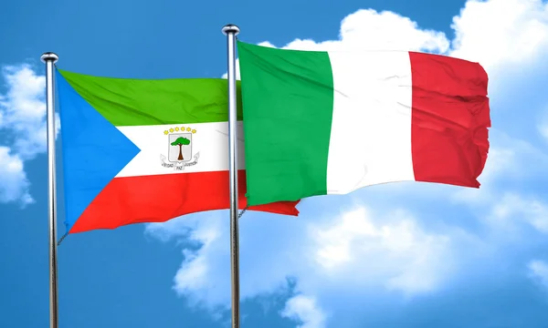 Ekvator Ginesi bayrağı İtalya bayrağı, 3d render ile — Stok fotoğraf