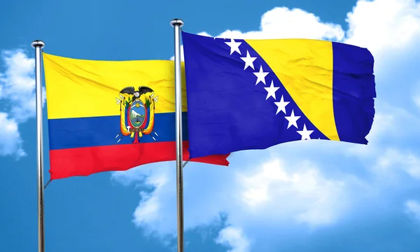 Прапор Еквадору з Боснії та Герцеговини прапор, 3d-рендерінг — стокове фото