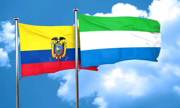 Bandiera Ecuador con bandiera Sierra Leone, rendering 3D — Foto Stock
