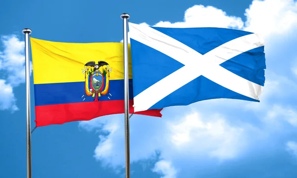 Ecuador Flagge mit Schottland Flagge, 3D Rendering — Stockfoto