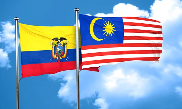 Bandeira do Equador com bandeira da Malásia, renderização 3D — Fotografia de Stock