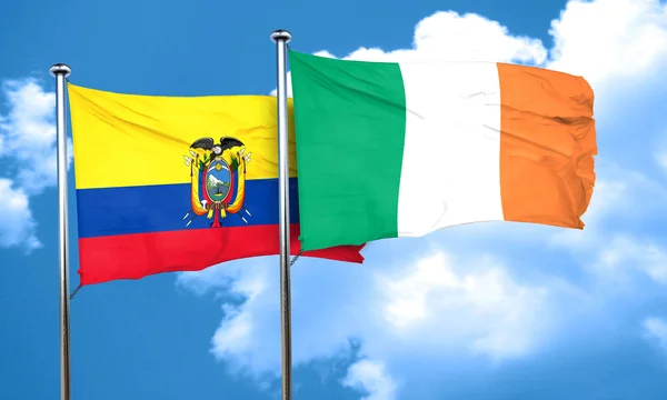 Ecuador flag with Ireland flag, 3D rendering — Stock Photo, Image
