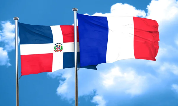 Bandiera della repubblica dominicana con bandiera della Francia, rendering 3D — Foto Stock