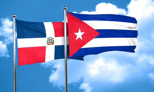 多米尼加共和国国旗与古巴国旗，3d 渲染 — 图库照片