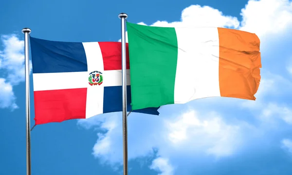 Dominikanische Republik Flagge mit irischer Flagge, 3D-Darstellung — Stockfoto