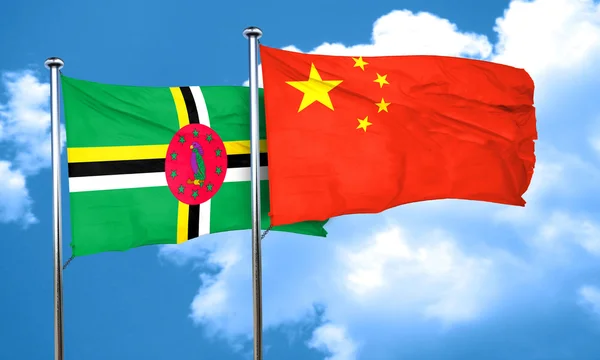 Bandera de Dominica con bandera de China, representación 3D —  Fotos de Stock