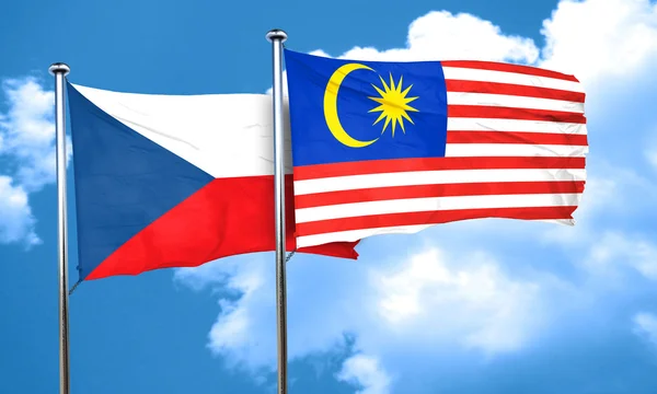 Tsjecho-Slowakije vlag met de vlag van Maleisië, 3D-rendering — Stockfoto
