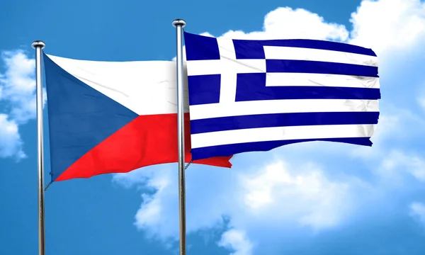 Czechoslovakia flag with Greece flag, 3D rendering — Stock Photo, Image