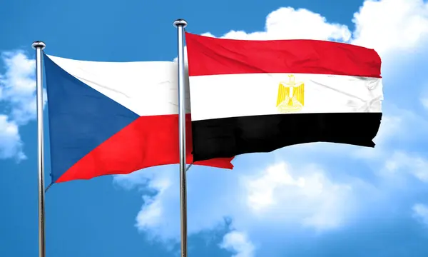 Csehszlovákia zászló Egyiptom zászló, 3d-leképezés — Stock Fotó