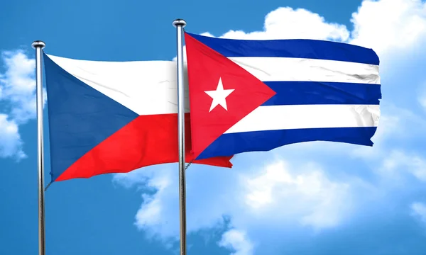 Czechoslovakia flag with cuba flag, 3D rendering — Stock Photo, Image