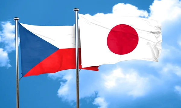 czechoslovakia flag with Japan flag, 3D rendering