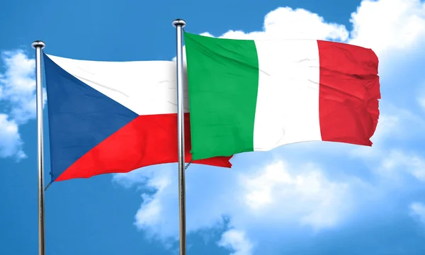 Bandiera della Cecoslovacchia con bandiera italiana, rendering 3D — Foto Stock