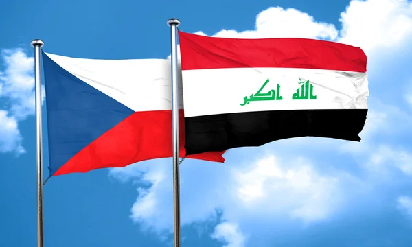 Csehszlovákia zászló Irak zászló, 3d-leképezés — Stock Fotó