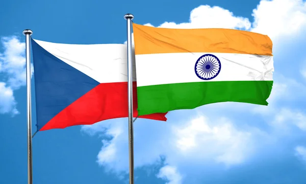 Czechoslovakia flag with India flag, 3D rendering — Stock Photo, Image