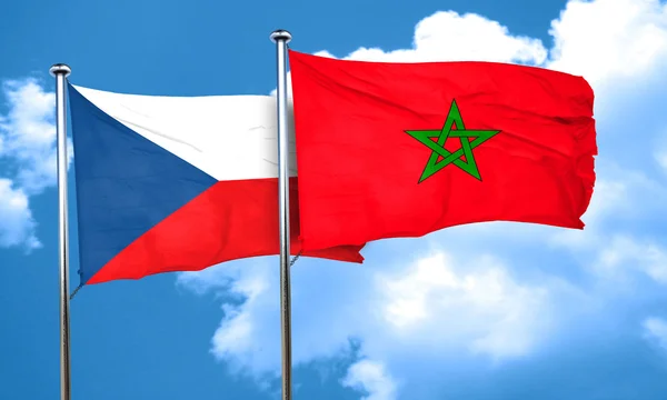 czechoslovakia flag with Morocco flag, 3D rendering