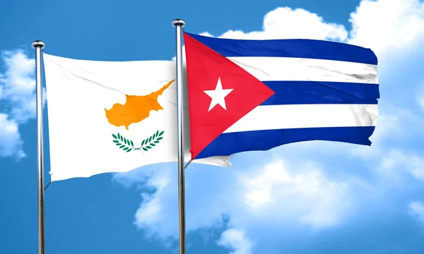 Cyprus flag with cuba flag, 3D rendering