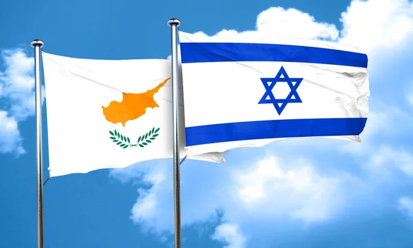 塞浦路斯国旗与以色列国旗，3d 渲染 — 图库照片