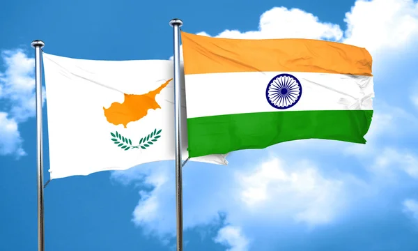 Cyprus flag with India flag, 3D rendering