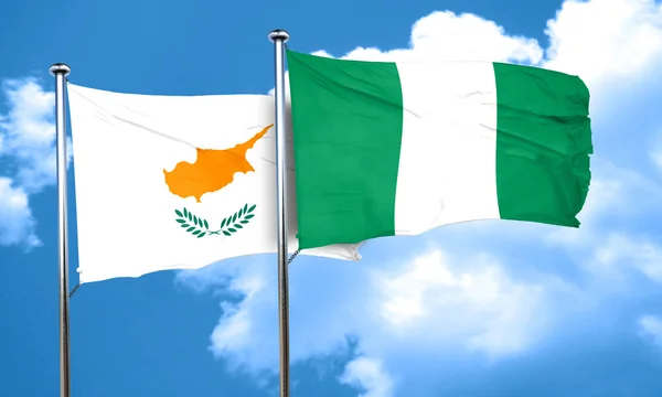Cyprus flag with Nigeria flag, 3D rendering