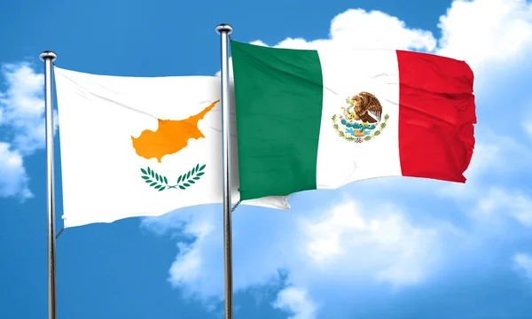 Bandera de Chipre con bandera de México, Renderizado 3D — Foto de Stock