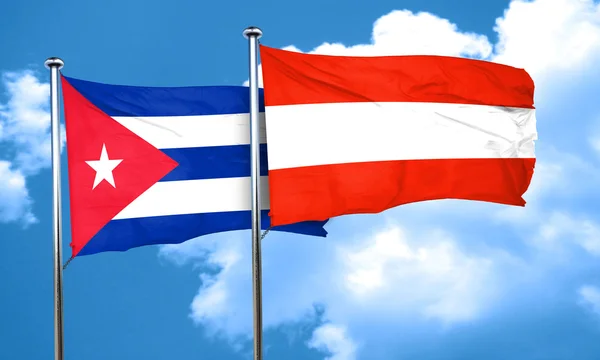 Cuba flag with Austria flag, 3D rendering