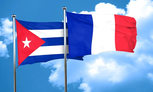 古巴国旗与法国国旗，3d 渲染 — 图库照片